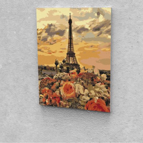 Virágos Párizs festés számok alapján kreatív készlet kerettel