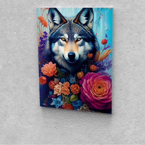 Farkas virágok között festés számok alapján kreatív készlet keret nélkül 60x70