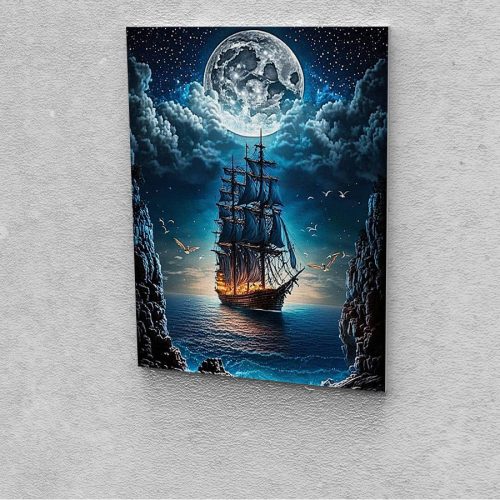 Hajó a holdfényben között festés számok alapján kreatív készlet keret nélkül 50x60