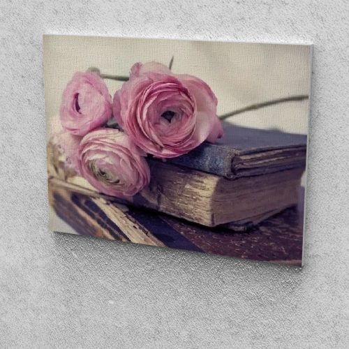 Könyvek rózsával festés számok alapján kreatív készlet kerettel 50x60