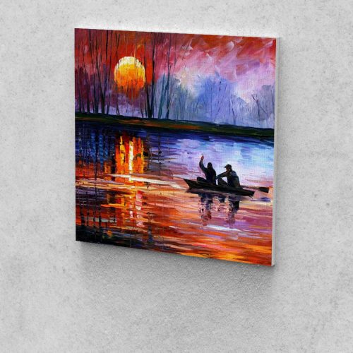 Csónakázás a naplementében festés számok alapján kreatív készlet kerettel 40x40